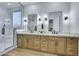 This dual sink bathroom features decorative lighting and a large glass shower enclosure at 2873 Knoxville Ct, Henderson, NV 89052