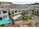 Aerial view of backyard showing the in-ground pool at 3 Hilltop Crest St, Henderson, NV 89011