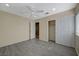 Bedroom features wood look floors, fan and closet space at 3034 Scenic Valley Way, Henderson, NV 89052