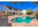 Backyard view of the private pool, lounge area and rear exterior elevation at 3034 Scenic Valley Way, Henderson, NV 89052