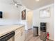 Open kitchen featuring stainless steel appliances, breakfast bar, and modern fixtures at 515 Kristin Ln, Henderson, NV 89011