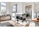 Contemporary fireplace located in the main bedroom with modern furniture and decor with lots of natural light at 5155 Rock Daisy Dr, Las Vegas, NV 89135