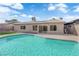 Backyard view of the in-ground pool and covered patio at 6791 Greengrove Dr, Las Vegas, NV 89103