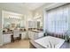 Bright bathroom with a large tub, white cabinets, and granite countertops at 10404 Stanberry Ave, Las Vegas, NV 89135