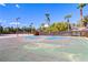 Well-maintained basketball court with palm trees and landscaping in a recreational neighborhood park at 236 Dog Leg Dr, Las Vegas, NV 89148