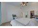 Spacious main bedroom features high ceiling, ceiling fan and ensuite bath at 3320 Cactus Shadow St # 201, Las Vegas, NV 89129