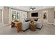 Bright living room with neutral tones, stylish furniture, and sliding glass doors leading to an outdoor space at 4360 E Brusca Way, Pahrump, NV 89061
