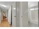 Hallway showing access to a bedroom, a bathroom, and closet space at 4445 Peterson Dr, Las Vegas, NV 89103