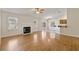 Spacious living room features hardwood floors, a fireplace, and lots of natural light at 4904 Wiltondale Way, Las Vegas, NV 89130
