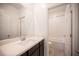 Bathroom vanity with sink and mirror next to the toilet and shower at 871 Aurelie Ridge St, Henderson, NV 89011