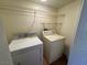 Functional laundry area featuring a washer, dryer, and convenient overhead shelving at 1505 Frank Aved St # 101, Las Vegas, NV 89110