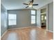 Spacious main bedroom with hardwood floor, vaulted ceiling and open bathroom at 1917 Badger Canyon Ave, North Las Vegas, NV 89031
