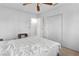 Bedroom with a bed, closet doors, and a ceiling fan at 1928 Las Palmas Ln # 228, Laughlin, NV 89029