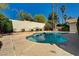 Backyard featuring a private pool, mature trees and plants and desert landscaping at 2917 Broken Willow Cir, Las Vegas, NV 89117