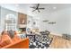 Inviting living room showcasing a decorative fireplace, large windows, and contemporary décor at 3104 Waterview Dr, Las Vegas, NV 89117