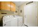 Functional laundry room equipped with a washer, dryer, and storage cabinets for efficient organization at 419 Alonzo Ct, Las Vegas, NV 89123