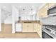 Kitchen with granite countertops, stainless steel oven and white subway tile backsplash at 5216 Desert Star Dr, Las Vegas, NV 89130