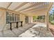 Covered patio with stylish table is perfect for outdoor dining and relaxing at 5216 Desert Star Dr, Las Vegas, NV 89130