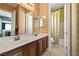 Bathroom with double sinks, and a shower at 5747 Jaborandi Ave, Pahrump, NV 89061