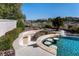 Inviting pool area featuring an outdoor bar with in-water seating for entertaining on a sunny day at 9301 Queen Charlotte Dr, Las Vegas, NV 89145