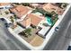 Aerial view of property showing a home with backyard pool, hardscape and desert landscaping at , Henderson, NV 89074