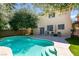 Private backyard with refreshing pool, patio, and manicured landscaping at 10908 Royal Highlands St, Las Vegas, NV 89141