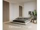 Minimalist main bedroom suite featuring modern decor, a comfortable bed, and stylish side tables at 1204 Powerwall Pl, Henderson, NV 89012