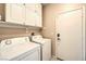 Efficient laundry room with modern appliances, storage cabinets, and a bright, clean design at 344 Golden Shore Dr, Las Vegas, NV 89123