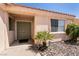 Close up on the front door of a home with desert landscaping at 945 Stetson Dr, Henderson, NV 89002