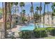 Beautiful community pool surrounded by lush landscaping and palm trees, perfect for relaxation at 3145 E Flamingo Rd # 2080, Las Vegas, NV 89121