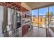 Stylish kitchen boasting modern appliances, ample storage, and a vibrant city view at 353 E Bonneville Ave # 379, Las Vegas, NV 89101