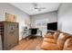 Office space with ample work space, comfortable leather couch and storage at 4020 Driscoll Mountain St, Las Vegas, NV 89129