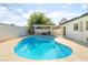 Beautiful backyard pool with an outdoor seating area and lush landscaping at 4301 Fortune Ave, Las Vegas, NV 89107