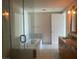 Modern bathroom featuring a glass-enclosed shower and granite countertop at 4575 Dean Martin Dr # 3206, Las Vegas, NV 89103