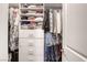 Walk-in closet with custom shelving, drawers, and hanging space for optimal storage and organization at 459 Astillero St, Las Vegas, NV 89138