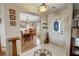 Elegant foyer with decorative tile flooring leading to the dining area, creating a warm and inviting entrance at 5480 Lincolnwood Ct, Pahrump, NV 89061