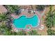 Aerial view of community pool and palm trees, creating an inviting oasis at 6480 Annie Oakley Dr # 112, Las Vegas, NV 89120
