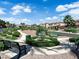 Well-maintained community park with manicured landscaping, seating, and scenic walking paths under a sunny sky at 6739 Quapaw St, Las Vegas, NV 89149