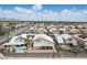 Aerial view showcasing a home with a pool in a suburban neighborhood at 9785 Turtle Head Ct, Las Vegas, NV 89117