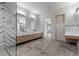 A spacious bathroom features a walk-in shower and extended dual sink vanity at 1 Costa Del Sol Ct, Henderson, NV 89011