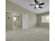 Bedroom featuring a ceiling fan and doorway to laundry room at 1976 Galleria Spada St, Henderson, NV 89044