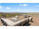 Luxury rooftop patio with comfortable seating, a modern fire pit, and panoramic city views at 507 Serenity Point Dr, Henderson, NV 89012