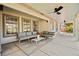 Covered patio with comfortable seating and a view of the outdoor space at 5157 Future Dr, Las Vegas, NV 89130