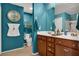 Nautical themed bathroom featuring a double sink vanity and recessed lighting at 759 Star Apple Ln, Las Vegas, NV 89178