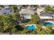 Wonderful aerial view of a home with a sparkling pool, patio, and meticulous landscaping at 8121 Eagle Clan Ct, Las Vegas, NV 89131