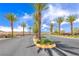 Attractive community entrance with mature palm trees and beautiful landscaping at 1134 Pandora Canyon St, Henderson, NV 89052