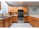 Kitchen showcasing modern appliances, tile backsplash, and ample cabinet space at 6608 Burgundy Way, Las Vegas, NV 89107