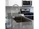 Close-up of the stainless steel faucet, range and microwave oven at 10532 Redwood Ash Ave, Las Vegas, NV 89144