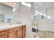Bathroom vanity with stone countertop and decorative bowl sink at 161 Cabo Cruces Dr, Henderson, NV 89011
