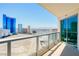 Enjoy stunning views of the city skyline from this unit's private balcony with glass railings at 222 Karen Ave # 2506, Las Vegas, NV 89109